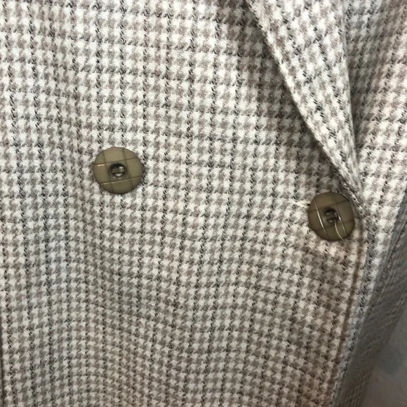 Vintage creamy tan houndstooth wool blend blazer - Picture 2 of 9
